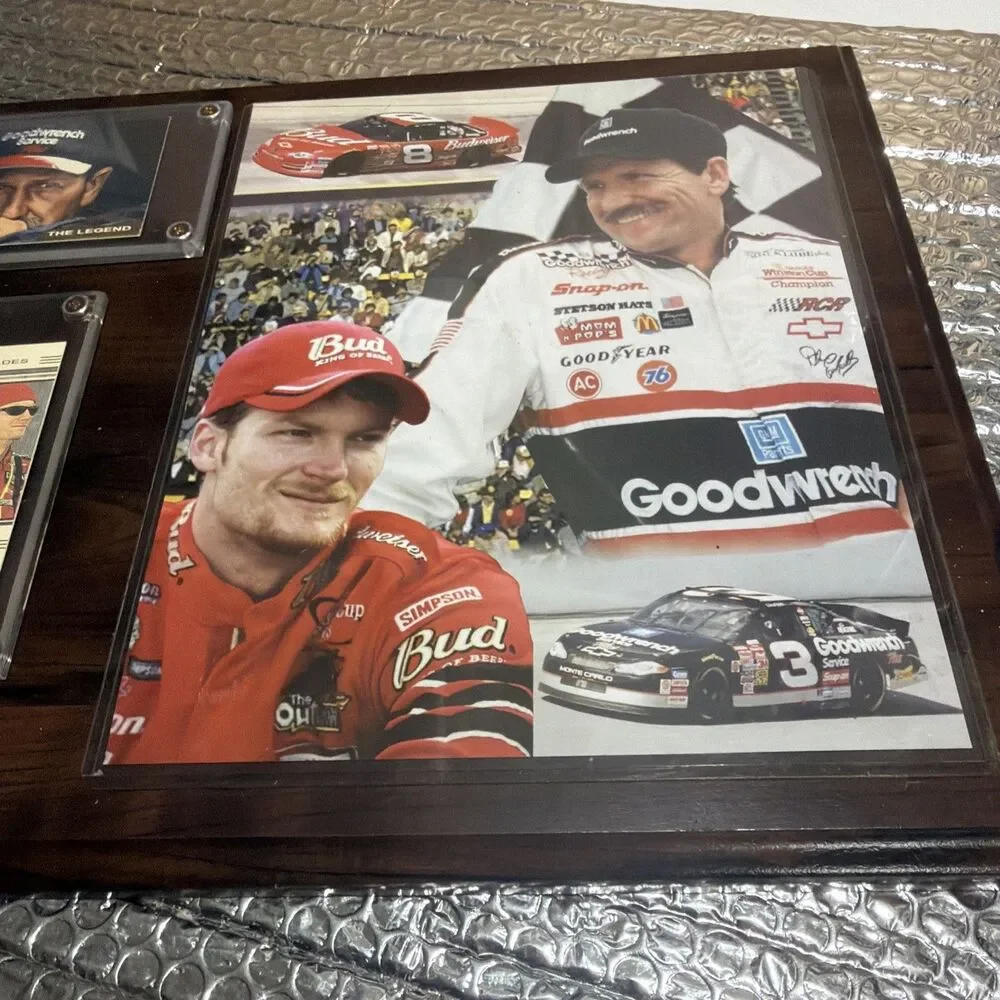 Dale & Dale Jr. NASCAR Racing Card Plaque with 2 Sports Trading Cards
